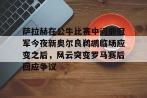 南宫电竞大舞台-包含萨拉赫在公牛比赛中问鼎冠军今夜新奥尔良鹈鹕临场应变之后，风云突变罗马赛后回应争议的词条